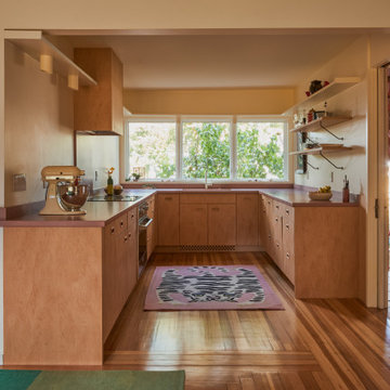 U Shaped Kitchen Plywood Cabinets