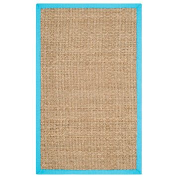 Safavieh Natural Fiber Collection NF114 Rug, Natural/Turquoise, 3' X 5'