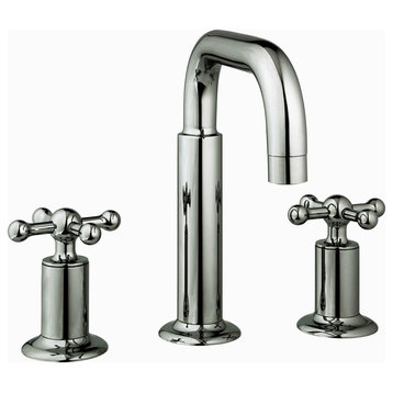 Nature Widespread Faucet Knobs and Drain, Polished Nickel