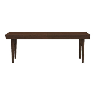 Catania Mid-Century Modern Rectangular Solid Wood Bench in Brown ...