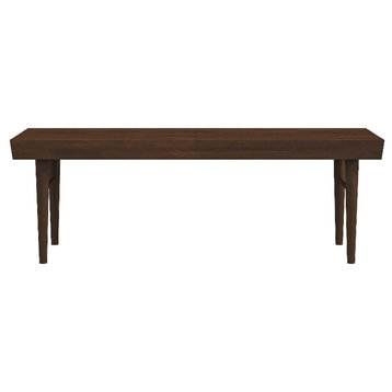 Catania Mid-Century Modern Rectangular Solid Wood Bench in Brown