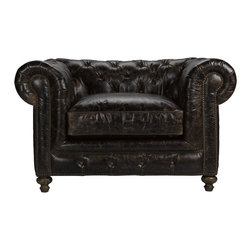 Bensington Leather Arm Chair - Armchairs And Accent Chairs