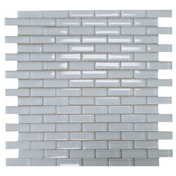 Super White Glass In Clear and Frosted Finish Mosaic Tile 12"x12", 1 Carton