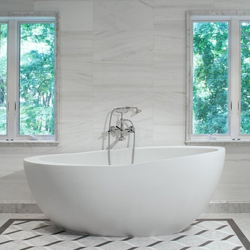 Chevy Chase Master Bath Remodeling in White Marble