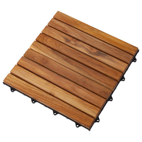 Nordic Teak Interlocking Oiled Backyard, Patio, Balcony Outdoor Tiles, 10sq ft