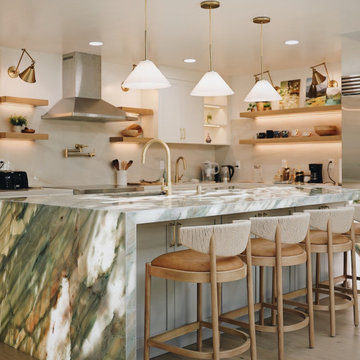 Emerald Glow: Backlit Onyx Kitchen