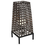 Elk Home - Elk Home Carus 16" Transitional Rattan Outdoor Table Lamp in Brown/Black - The Carus, outdoor, table lamp is made from natural rattan in a brown finish, woven on a black, metal frame. The gaps formed by the loose, basket weave allows light to filter out from this lantern style design. This large, eye catching piece is perfect for placing next to a sun lounger or patio seating and brings an updated twist to the trend for organic materials.