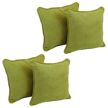18" Double-Corded Solid Microsuede Square Throw Pillows, Set of 4, Mojito Lime