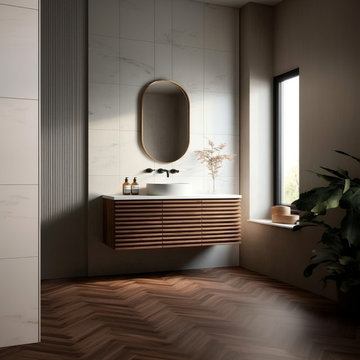 Fluted Floating Bathroom Vanity