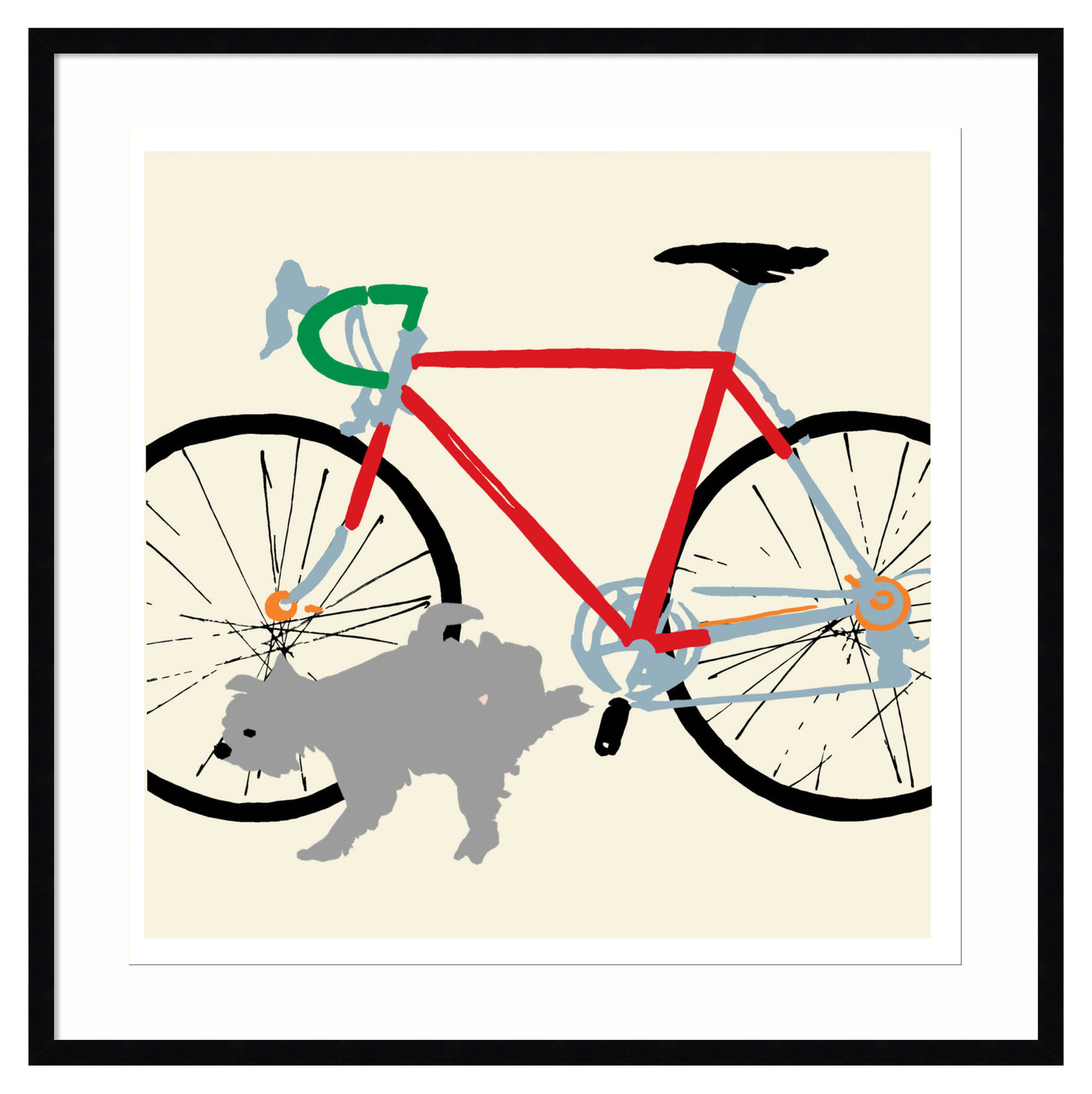 A Bike For The Boys, Dog by Jenny Frean Framed Wall Art 33 x 33 ...