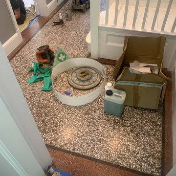 Cracked Edwardian Terrazzo Hallway Floor Renovated in Knighton Leicester
