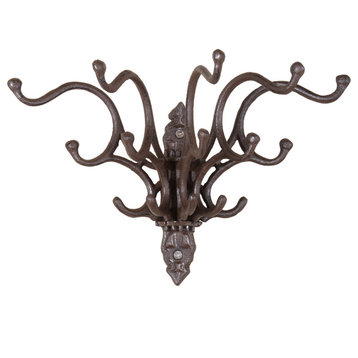 Antique Cast Iron Wall Hooks in Rust Finish
