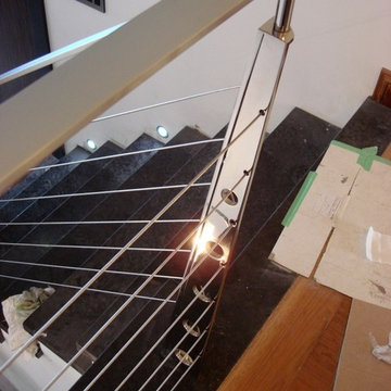 Condo apartment Interior staircase cable railing