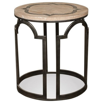 Riverside Estelle Transitional Round Wood End Table in Washed Gray Brown