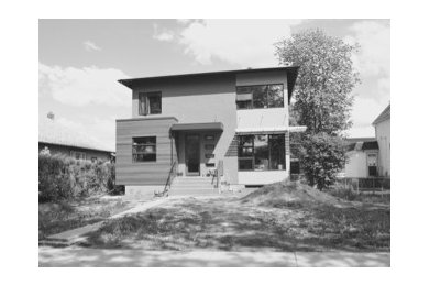 Mid-sized minimalist home design photo in Edmonton