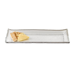 Silver Edge Handcrafted Mouth Blown 13 Platter Or Charger Traditional Serving Dishes And Platters By Badash Crystal