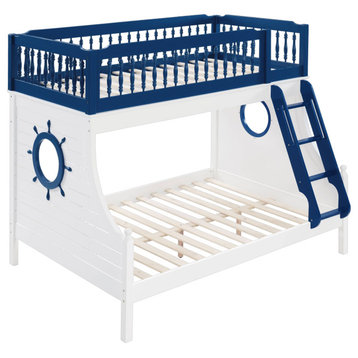 ACME Farah Twin/Full Bunk Bed, Navy Blue and White Finish
