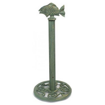 Antique Bronze Cast Iron Fish Extra Toilet Paper Stand 15"