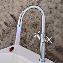 LED Centerset Contemporary Chrome Kitchen Tap Tall T1894F - Kitchen Faucets