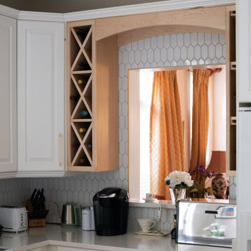 Contemporary White Kitchen Renovation with Custom Built-ins