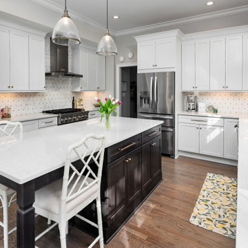 Transitional White Kitchen Design Matthews, NC