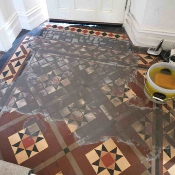 Damaged Victorian Tiled Hallway Floor Restored in Merthyr Tydfil