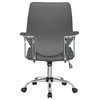 LeisureMod Winchester Modern Executive Leatherette Office Chair, Grey