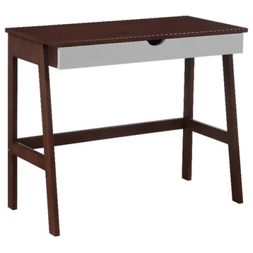 Olive & Opie Hilton Traditional Wood Desk in Espresso and Gray