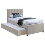 Meridian Furniture - Harper Linen Textured Fabric Twin Trundle Bed, Beige - Turn even the smallest bedroom into a veritable sanctuary with this lovely Harper linen textured fabric trundle bed. A channel tufted headboard and footboard features textured beige linen fabric for a head-turning and modern look. A rolling trundle holds a second mattress for co-sharing the bedroom or for slumber party guests - or use it for storage to maximize the usability of a tween or teen bedroom or dorm room.