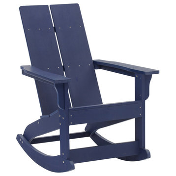 UV Treated All-Weather Navy Polyresin Adirondack Chair With Rocking Gliders