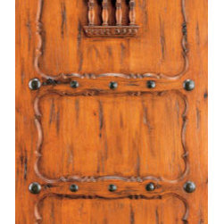Single Door Exterior Knotty Alder, 3-Panel, Speakeasy, Clavos - Front Doors