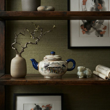 Oriental Zisha Clay White Glaze Scenery Graphic Display Art Teapot GB782