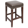 Dover Upholstered Wooden Saddle Stool, Counter Height