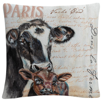 Jennifer Redstreake 'Dans la Ferme Cow' Decorative Throw Pillow