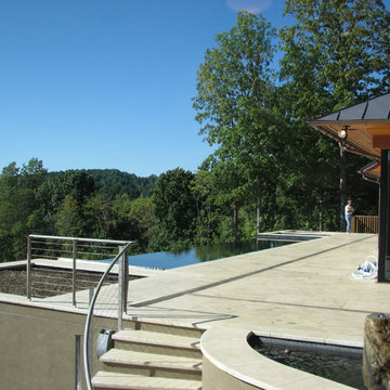 Infinity Edge Pool with Spa and Water Feature