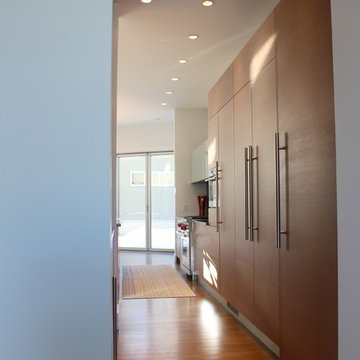 Glass and veneer kitchen in South Calgary