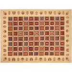 Bareens Designer Rugs - Tribal Khurgeen Roosevel Beige/Red Wool Rug - 9'0'' x 11'8'' - Designed with a mesmerizing intricate transitional and geometric motif this glorious hand knotted rug made with handspun Ghazni wool is a masterpiece that will fill any space with sophistication and grace. Hand knotted by skilled artisans in an exhilarating color pallet with an elaborate design, this masterpiece features luxurious hand spun wool with all vegetable dyes to add comfort and style to your decor. The design, color, and beautiful chromatic composition with a sheen in transitional and geometric designs, exude beauty, elegance and quality make this rug an extraordinarily opulent center piece for your living space. The intricate designs known as Khurgeen, Khorgeen or Khorjin range are inspired by the patterns from ancient tribal bags. An infusion of bold, saturated color gives this traditional hand-knotted rug a fresh perspective and modern appeal. Most desired due to its versatility in design and affordability this handmade rug is in a compelling focal point in any living area.