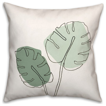 Sketch Monstera Leaf Colors 18x18 Spun Poly Pillow
