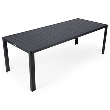LeisureMod Chelsea 87″ Rectangular Outdoor Aluminum Dining Table, Black
