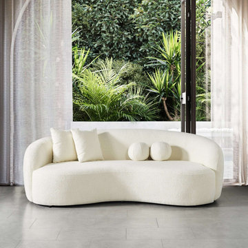 Drake Japandi Style Curvy Boucle 3 Seater Living Room Sofa