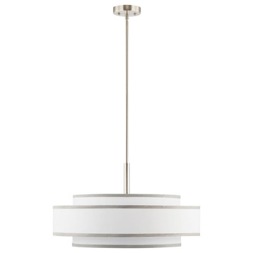5-Light Dimmable Drum Chandelier with Double Shades, Nickel