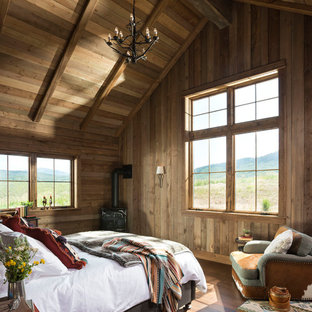 75 Beautiful Rustic Bedroom With A Wood Stove Pictures