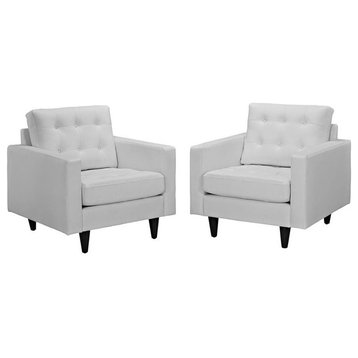 Hawthorne Collections Modern Faux Leather Accent Chair in White (Set of 2)