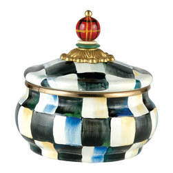 Courtly Check Enamel Squashed Pot Canister | MacKenzie-Childs - Kitchen Canisters And Jars