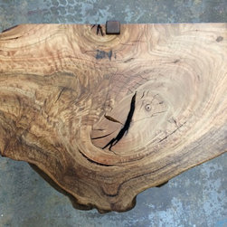 blue gum w/ brown patinaed steel - Side Tables And End Tables
