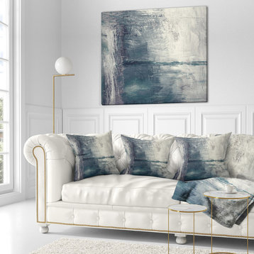 Gray Abstract Pattern Oil Painting Abstract Throw Pillow, 18"x18"