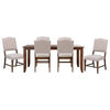 Simply Brook 7PC 72" Extension Dining Set Performance Fabric Chairs Brown Wood