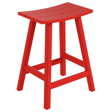 WestinTrends 24" Outdoor Patio Adirondack Plastic Counter Stool, Saddle Seat, Red