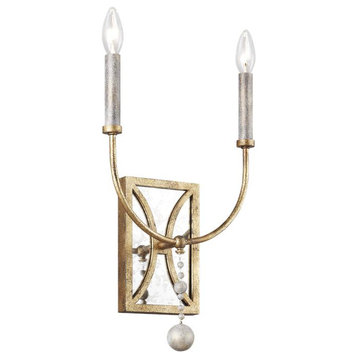 Murray Feiss WB1920ADB Marielle 2 Light Double Sconce, Antique Gild
