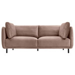 Armen Living - Serenity 79" Mauve Velvet Sofa with Black Metal Legs - Embrace a plush and comfy destination with our Serenity Fabric Sofa with Black Metal Legs. With clean lines and plush contours, our sofa presents a perfect combo of modern style and comfort. The couch is perched upon black metal legs to make your living space appear open and airy. It features a sheltering silhouette to create a cozy nook for resting and relaxation. Oversized pillows and a deep padded seat complete the cozy and inviting appeal of our sofa. It includes two plush cushions to offer endless comfort with a casual and elegant appeal. Perfect for movie nights or spending some quality time with friends and family, our sofa is ideal for your formal living room, home theater, den, or family room. It is available in a variety of colors and materials to create a couch tailored for your home. The Serenity Fabric Sofa comes in Fossil Gray or Mauve velvet, or Gray Fabric with Black Metal Legs.